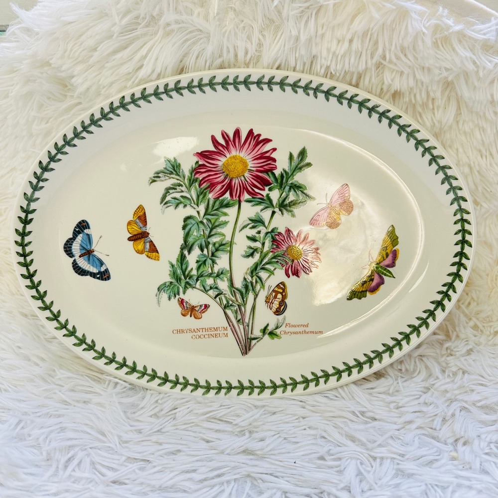 Vintage Portmeirion Botanic Garden Oval Serving Platter 12 inch  Chrysanthemum